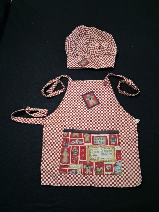 Other - Kids Red Checkered Apron and Chef Hat Set